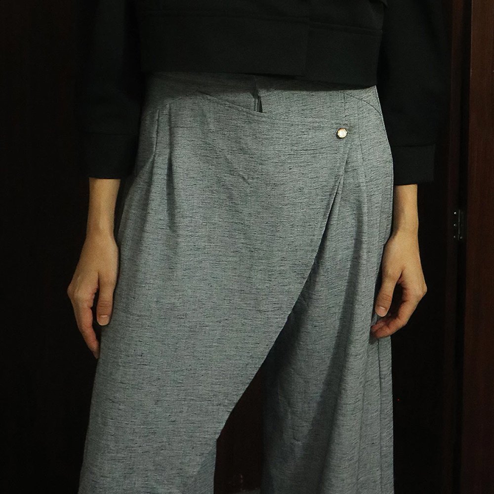 Milan Asymetrical Layer Flap Linen Pants by Noya Authentic - Image 2