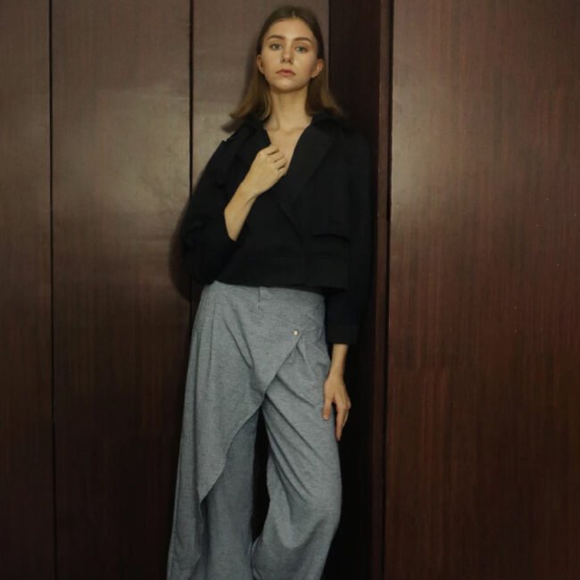 Milan Asymetrical Layer Flap Linen Pants by Noya Authentic