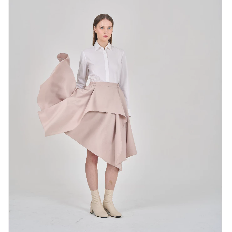 Renee Layer Skirt Midi Asimetris Semi-Wool Noya Authentic