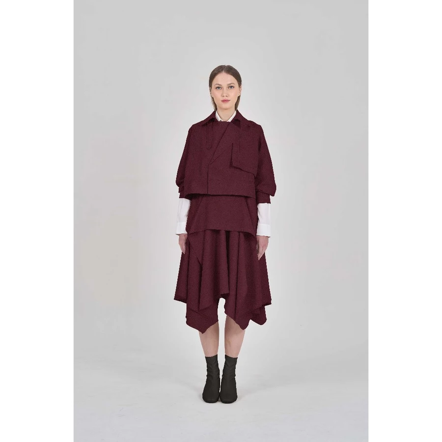 Renee Layer Skirt Midi Asimetris Semi-Wool Noya Authentic - Image 7