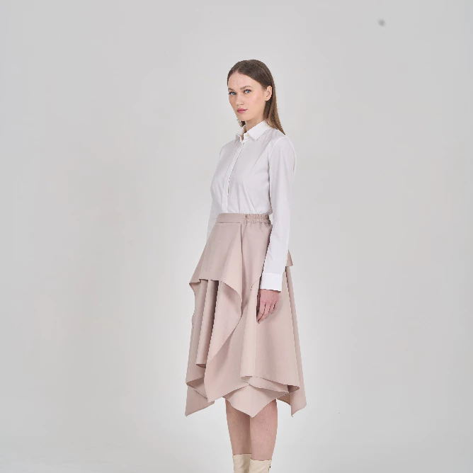 Renee Layer Skirt Midi Asimetris Semi-Wool Noya Authentic - Image 2