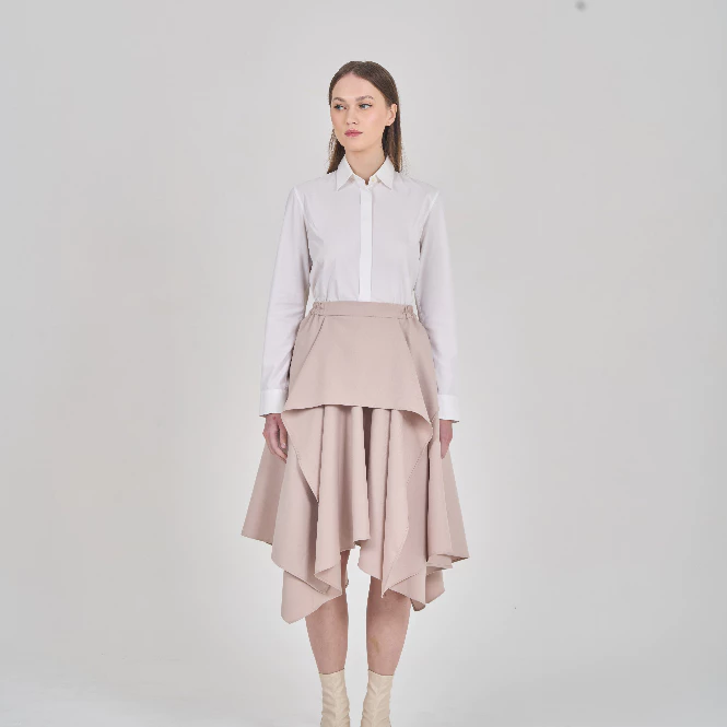 Renee Layer Skirt Midi Asimetris Semi-Wool Noya Authentic - Image 3