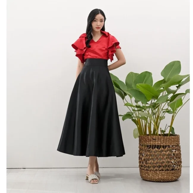 Bella Circle Skirt Premium Satin Vintage Pesta